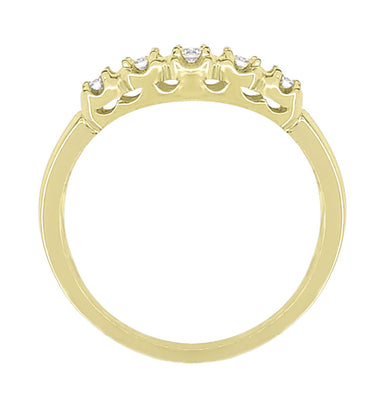 Yellow Gold 1950's Retro Modern Filigree 5 Diamond Wedding Band - alternate view