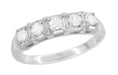 1950's Mid Century Modern Straightline 5 Diamond Platinum Wedding Ring - 0.50 Carat T.D.W.