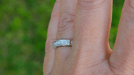 Art Deco Engraved Scrolls Wedding Ring in White Gold with Diamonds