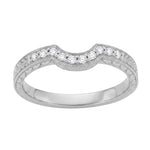 Royal Crown Curved Diamond Wedding Band in White Gold - 14K or 18K