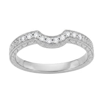 Royal Crown Curved Diamond Wedding Band in White Gold - 14K or 18K