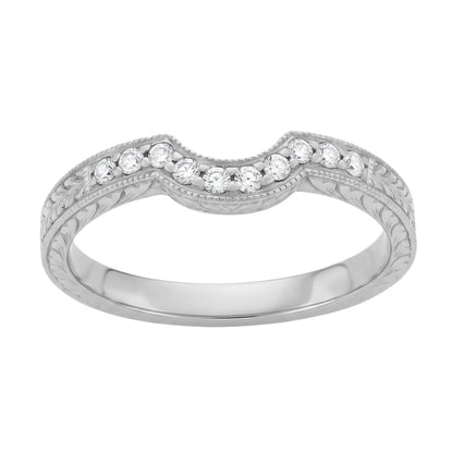 Royal Crown Curved Diamond Wedding Band in White Gold - 14K or 18K