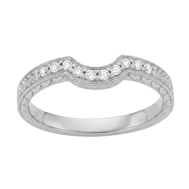 Royal Crown Curved Diamond Wedding Band in White Gold - 14K or 18K