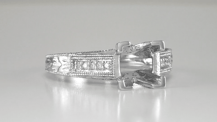 X & O Kisses 3/4 Carat Princess Cut Diamond Engagement Ring Setting in White Gold - Item: R676W14 - Image: 3