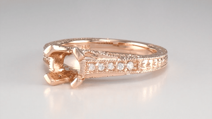 X & O Kisses 14K Rose Gold 1 Carat Diamond Engagement Ring Setting for a Round or Asscher Cut Stone - Item: R1153R1-LC - Image: 6
