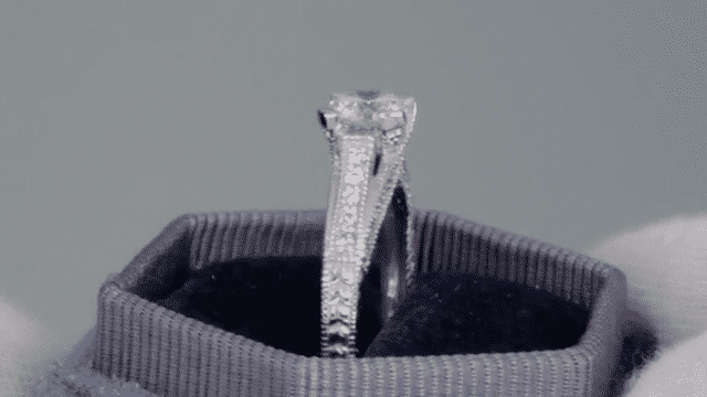 X & O Kisses Platinum 1 Carat Diamond Engagement Ring Semimount for a Round or Asscher Cut - Item: R1153P1-LC - Image: 7