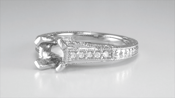 X & O Kisses 1/2 Carat Diamond Engagement Ring Setting in White Gold - Item: R1153W50K14-LC - Image: 7