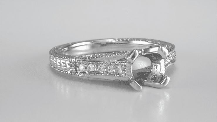 X & O Kisses 3/4 Carat Asscher or Round Diamond Engagement Ring Setting in 14 or 18 Karat White Gold - Item: R1153W75K14-LC - Image: 7