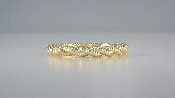 Yellow Gold 1970's Era Twisted Cable 2.8mm Wedding Band - Item: R621Y10 - Image: 3