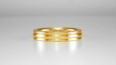 Yellow Gold 4mm Mid Century Double Grooved 1950's Style Wedding Ring for Couples - 14K or 18K - alternate view