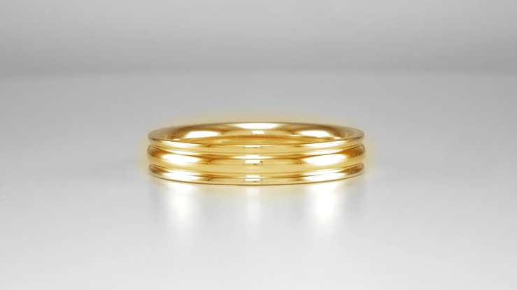Yellow Gold 4mm Mid Century Double Grooved 1950's Style Wedding Ring for Couples - 14K or 18K - Item: R912Y - Image: 2