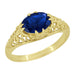 Yellow Gold Edwardian Filigree East to West Oval Blue Sapphire Solitaire Engagement Ring