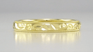 Yellow Gold Art Deco Leaves and Flowers Millgrain Edge Engraved Wedding Band - 3mm Width