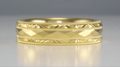 Yellow Gold Engraved Kaleidoscope Vintage Retro Design Wide Wedding Band - 6mm