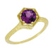 3/4 Carat Amethyst Art Deco Engraved Hexagon Filigree Ring in 14 Karat Yellow Gold