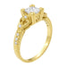 Yellow Gold Loving Hearts 1 Carat Princess Cut Diamond Antique Style Engraved Art Deco Engagement Ring