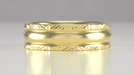 Mid Century Modern Circles and Chevrons Retro Engraved 6mm Wide Wedding Band in Yellow Gold