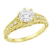 Yellow Gold Scroll Swirl Filigree 1920's Art Deco Vintage Style Diamond Engagement Ring