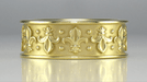 Yellow Gold Sculptural Antique Style Fleur-de-Lis Wedding Band - 8mm Wide