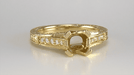 Yellow Gold Antique Inspired X & O Kisses 1 Carat Round or Asscher Diamond Engagement Ring Semimount