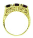 Edwardian Trio Amethyst Filigree Ring in 14 Karat Yellow Gold