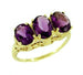 Edwardian Trio Amethyst Filigree Ring in 14 Karat Yellow Gold