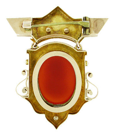 Antique Victorian Etruscan Revival Hardstone Cameo Brooch in 9 Karat Yellow Gold - alternate view