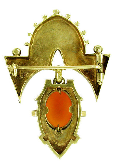 Antique Victorian Hardstone Cameo Brooch in 14 Karat Yellow Gold - alternate view