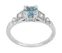 3/4 Carat Aquamarine and Diamond Art Deco Engagement Ring in 18K White Gold