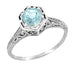 Filigree Hexagon Art Deco Engraved 3/4 Carat Aquamarine Engagement Ring in 14K White Gold