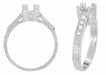 Art Deco 1/2 Carat Diamond Filigree Castle Engagement Ring Mounting in 18 Karat White Gold