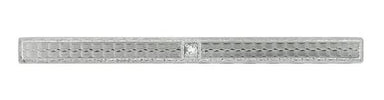 1930's Estate Art Deco Diamond Engraved Bar Brooch in 14 Karat White Gold