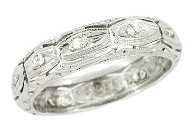 Art Deco Somers Diamond Vintage Platinum Wedding Band - Size 7 1/2