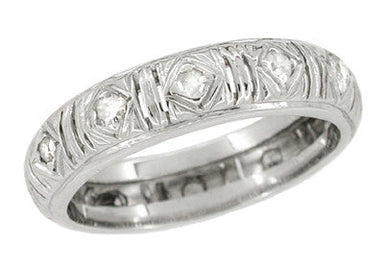 Zoar 1920's Art Deco Platinum Estate Single Cut Diamond Wedding Band
