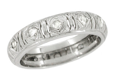 Zoar 1920's Art Deco Platinum Estate Single Cut Diamond Wedding Band