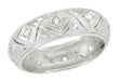 Plantsville Art Deco Platinum Estate Rose Cut Diamond Wedding Band - Size 6