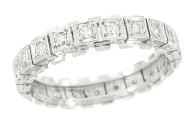 Mid Century Weston Diamond Wedding Band in 14 Karat White Gold - Size 7 1/4