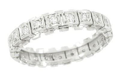 Mid Century Weston Diamond Wedding Band in 14 Karat White Gold - Size 7 1/4