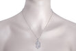 Art Deco Floral Filigree Camphor Crystal and Diamond Pendant Necklace in Sterling Silver