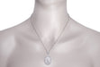 Art Deco Filigree Oval Sunray Crystal and Diamond Pendant Necklace in Sterling Silver