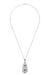 Art Deco Filigree Sapphire and Diamond Pendant Necklace in Sterling Silver