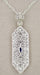 Art Deco Filigree Sapphire Set Pendant Necklace in Sterling Silver