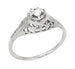 Art Deco Filigree Petite Diamond Ring in 14 Karat White Gold