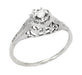 Art Deco Filigree Petite Diamond Ring in 14 Karat White Gold