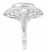 Art Deco Garnet Filigree Cocktail Ring in 14 Karat White Gold