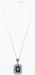 Art Deco Rectangular Onyx, Camphor Crystal and Diamond Filigree Necklace Pendant in Sterling Silver