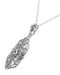 Art Deco Sapphire Filigree Pendant Necklace in Sterling Silver