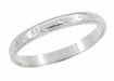 Art Deco Carved Bridal Flowers Vintage Wedding Ring in 18K White Gold