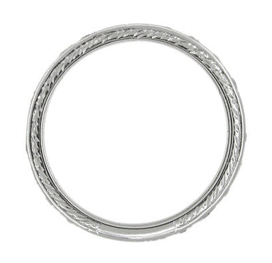Art Deco Diamond Straightline Vintage Engraved Diamond Wedding Band in Platinum - Size 9 - alternate view