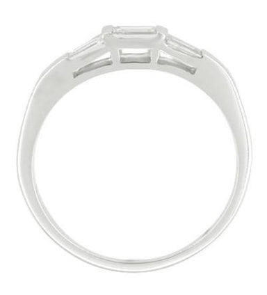 1950's Style Baguette "Three Stone" Diamond Wedding Band in White Gold - 18K or 14K - alternate view